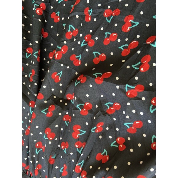 Womens Cherry Print Babydoll Mini Dress Size M Y2K Retro Kawaii Indie Sleaze 90s - Picture 4 of 12